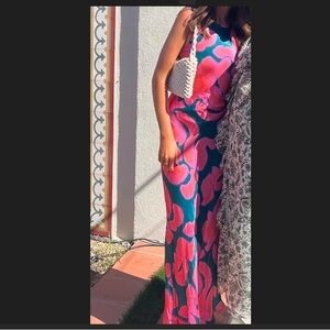 Vibrant Pink and Blue Women's Dress